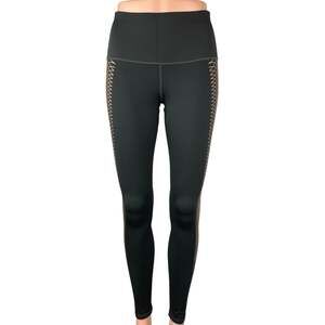 Puma Everyday Graphic Black Metallic Bronze Workout Training Tights Leggings S